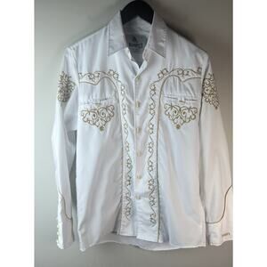 VTG Ranger's Western Rodeo Embroidered White Long Sleeve Shirt Women's SMALL